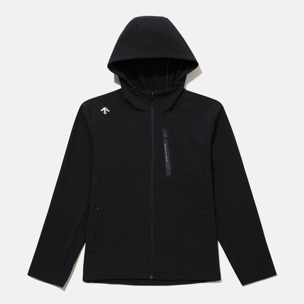 DESCENTE 迪桑特 經典 小LOGO款 尼龍風衣外套 斜口袋 黑色 (秋冬早鳥優惠預購)