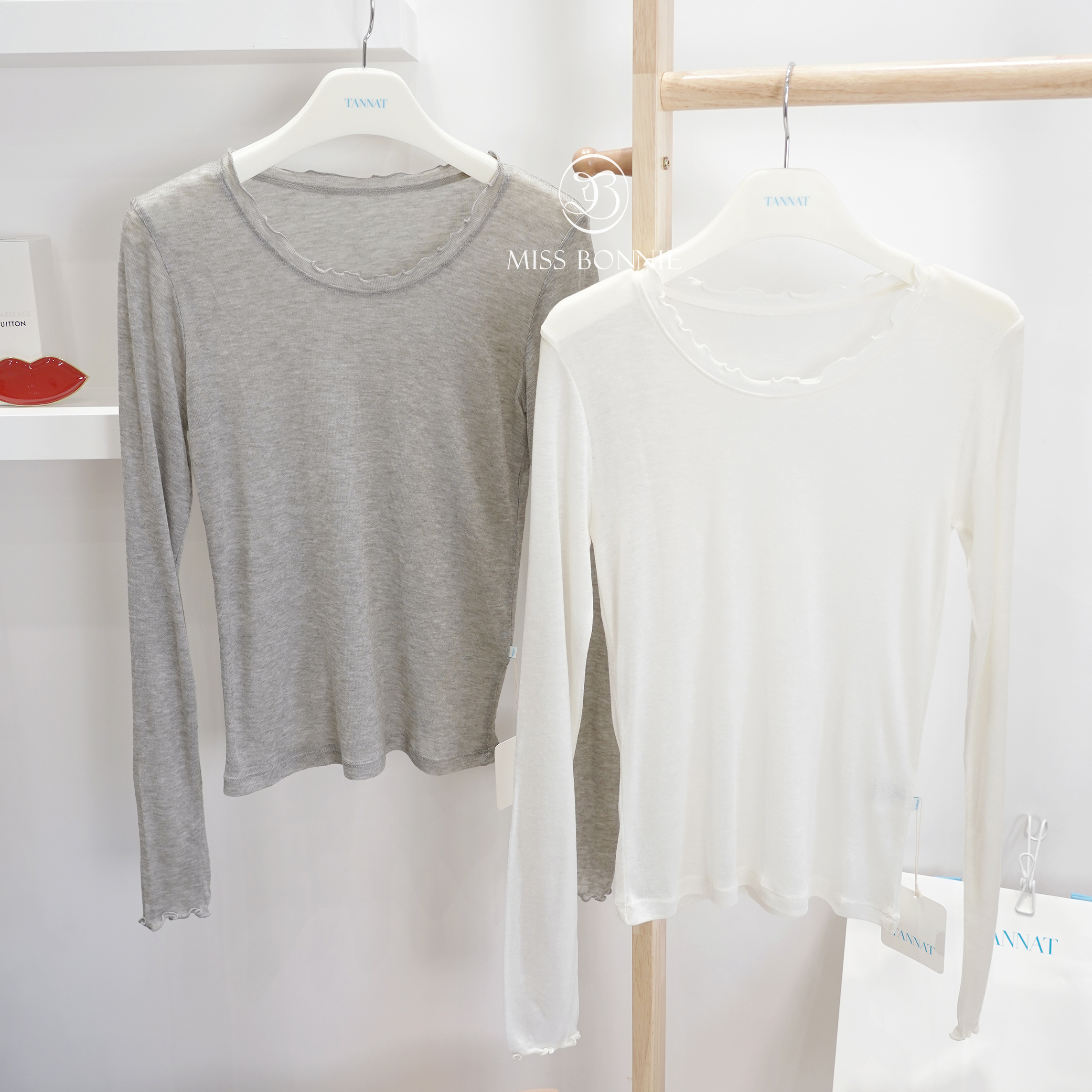 TANNAT滾邊打底透視長袖上衣(現貨)