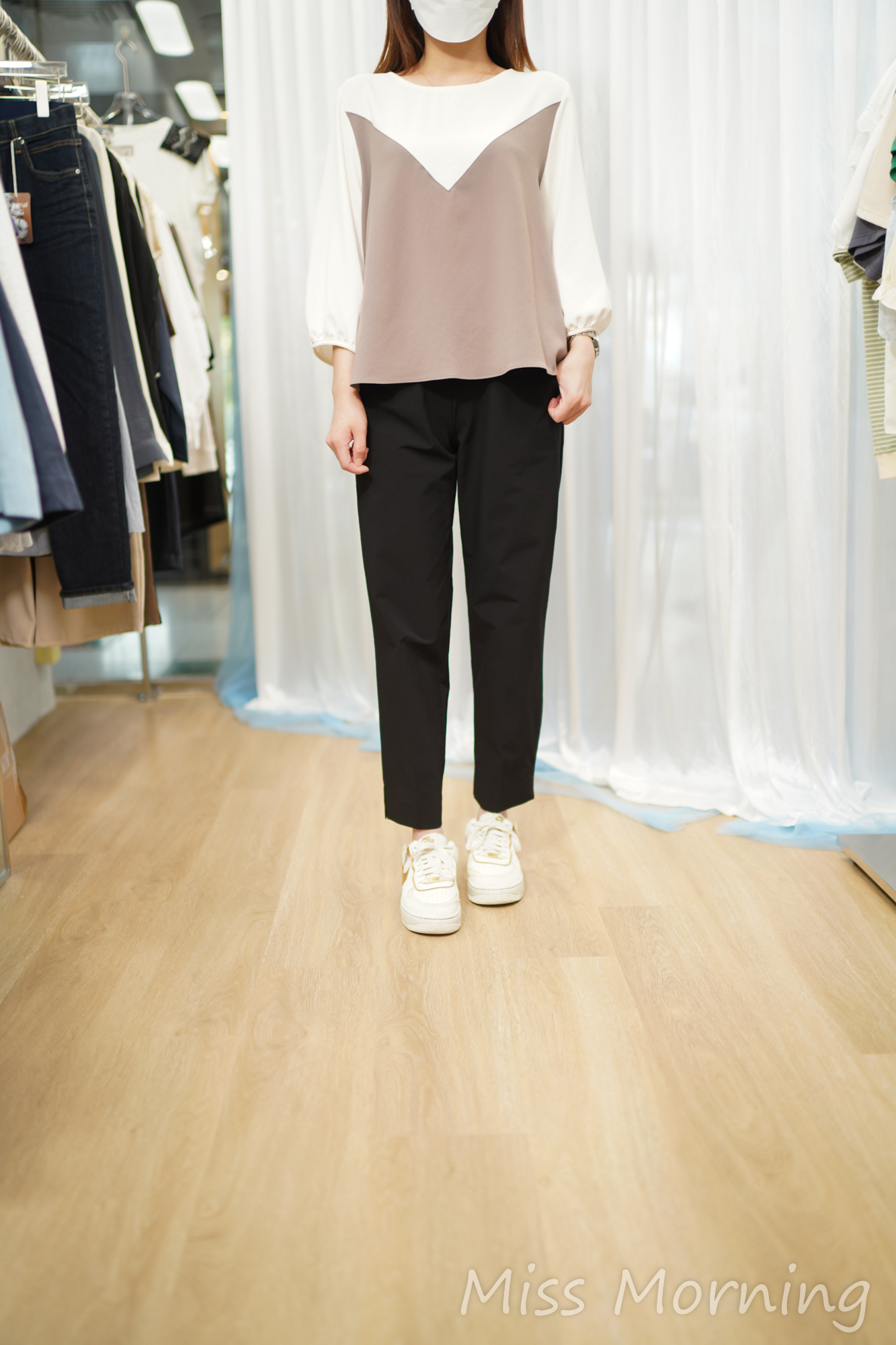 拼色假2件雪紡衫(14750)