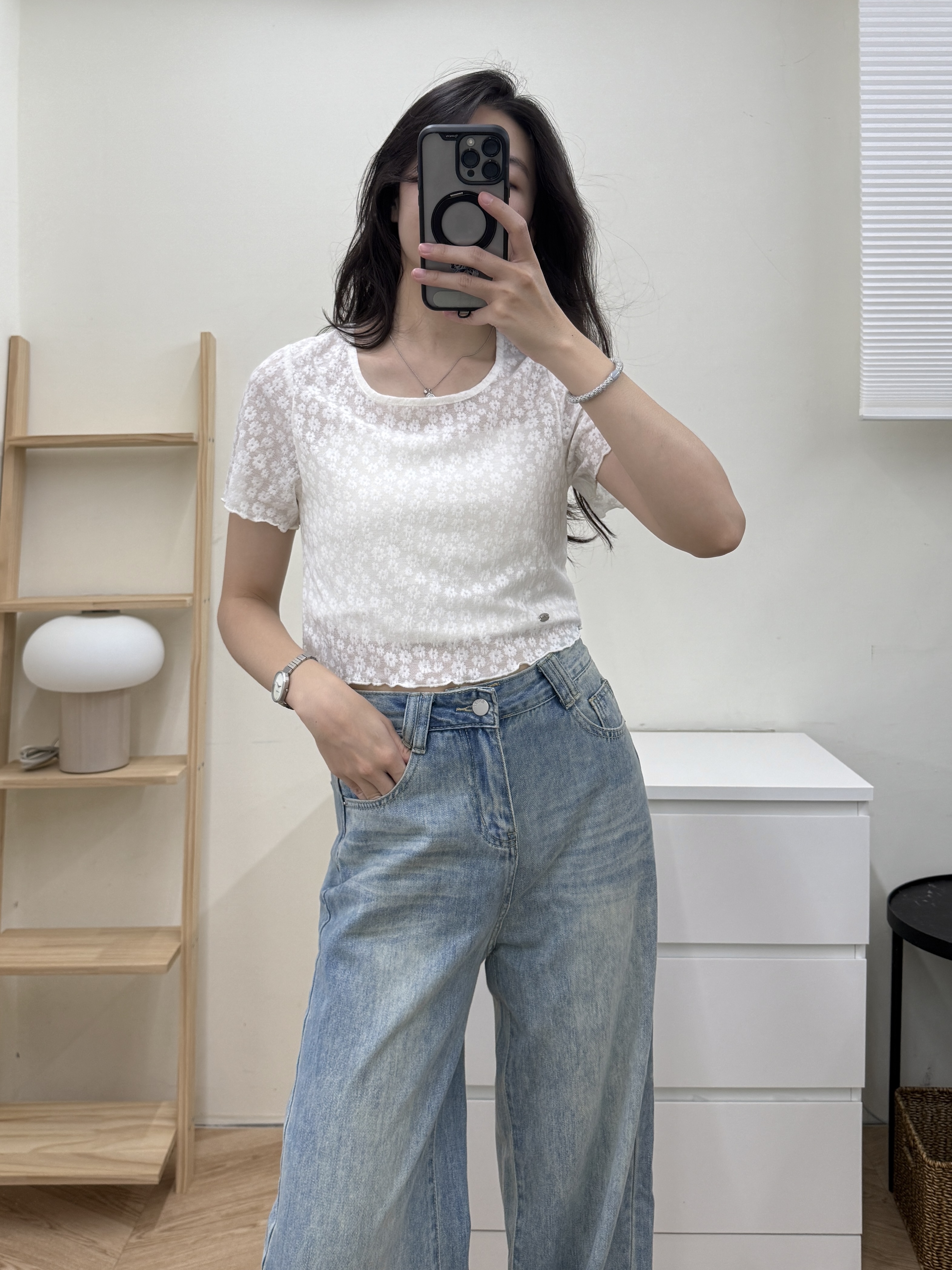 小花蕾絲短版上衣*2色