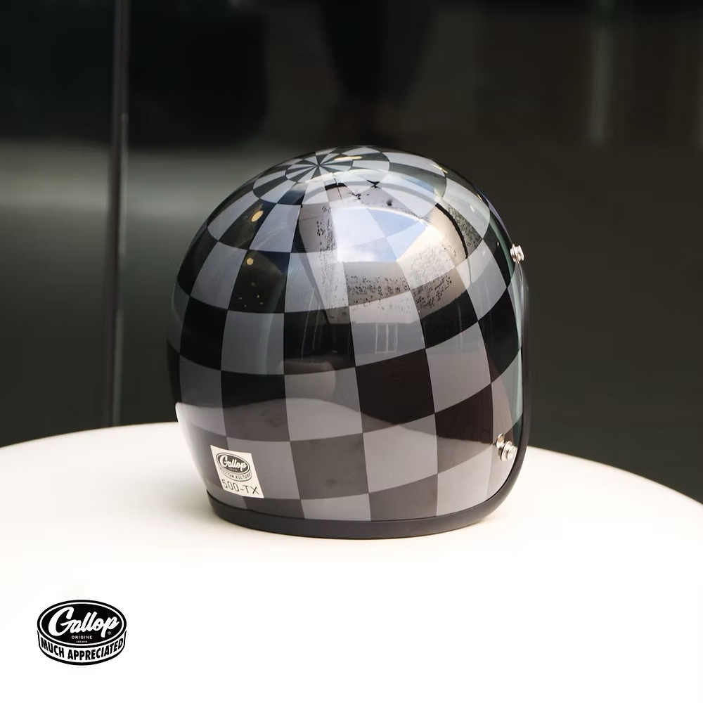 GALLOP「Retro Grid」方格棋【水泥灰】復古安全帽 3/4罩式