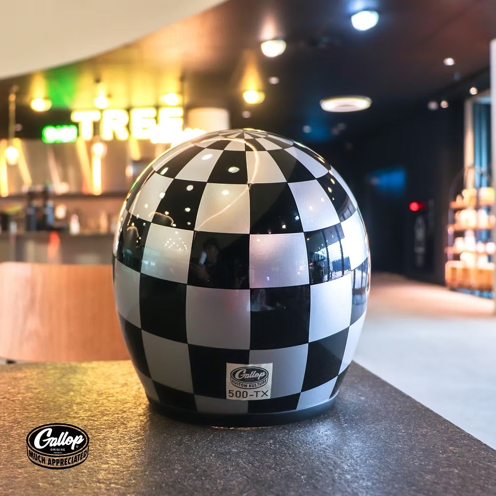 GALLOP「Retro Grid」方格棋【銀色】復古安全帽 3/4罩式
