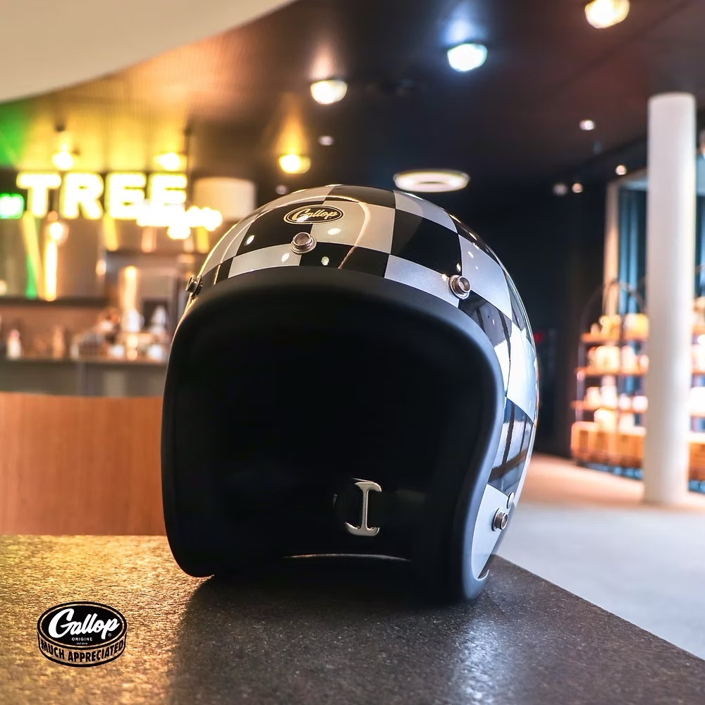 GALLOP「Retro Grid」方格棋【銀色】復古安全帽 3/4罩式