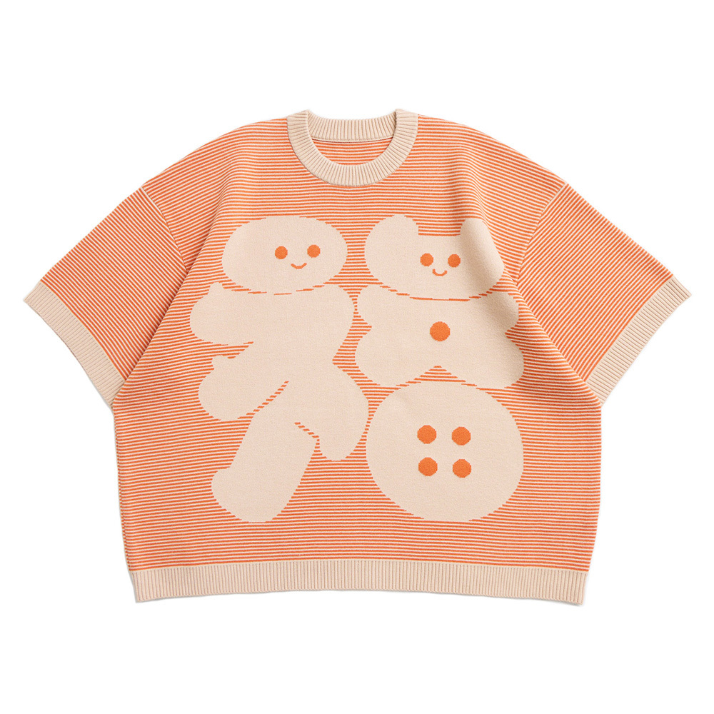 [Yu Miyama] {福 Blessing} Reversible Stripe Top Orange