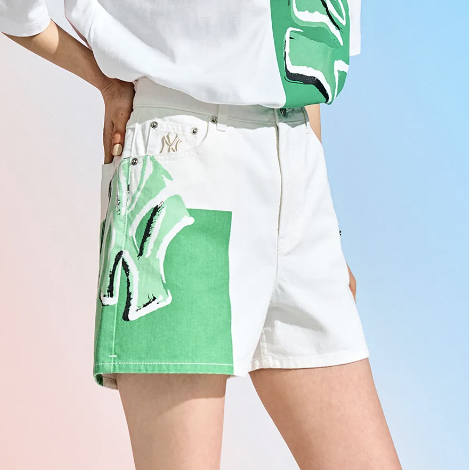 韓國連線 MLB彩色NY LOGO短牛仔褲（K8 MLB497）