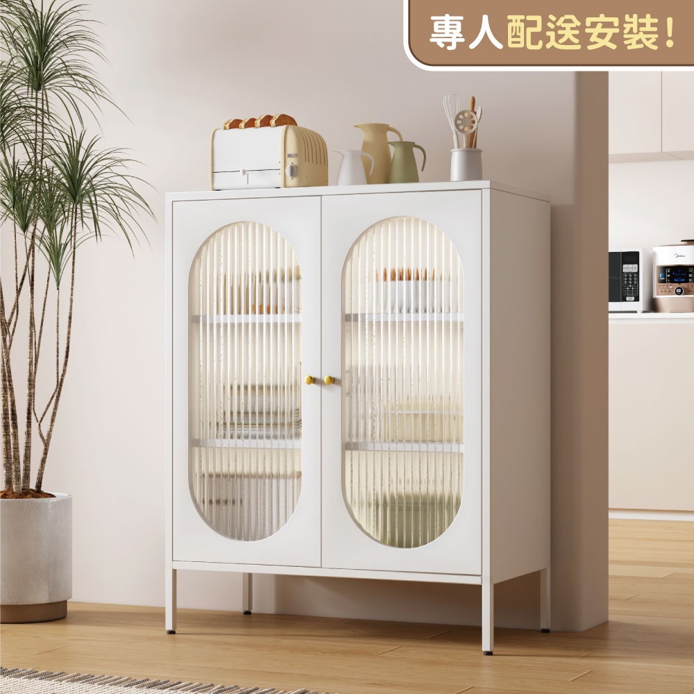 預計4/30前出貨【慢慢家居】專人組裝-北歐簡約多功能廚房置物櫃櫥櫃餐櫃(餐櫃 餐櫥櫃 廚房置物櫃 置物櫃 玻璃櫃)
