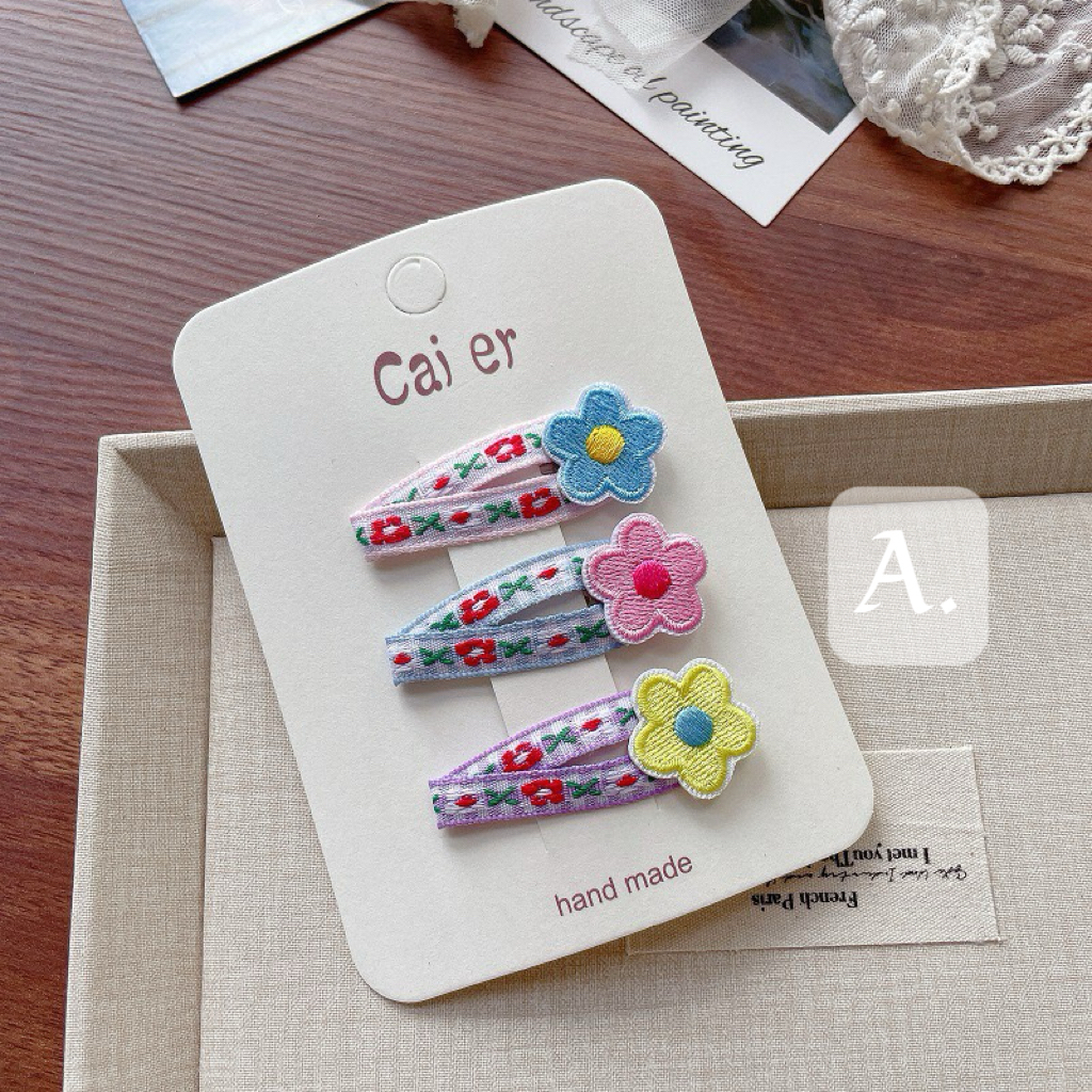 刺繡小花髮夾