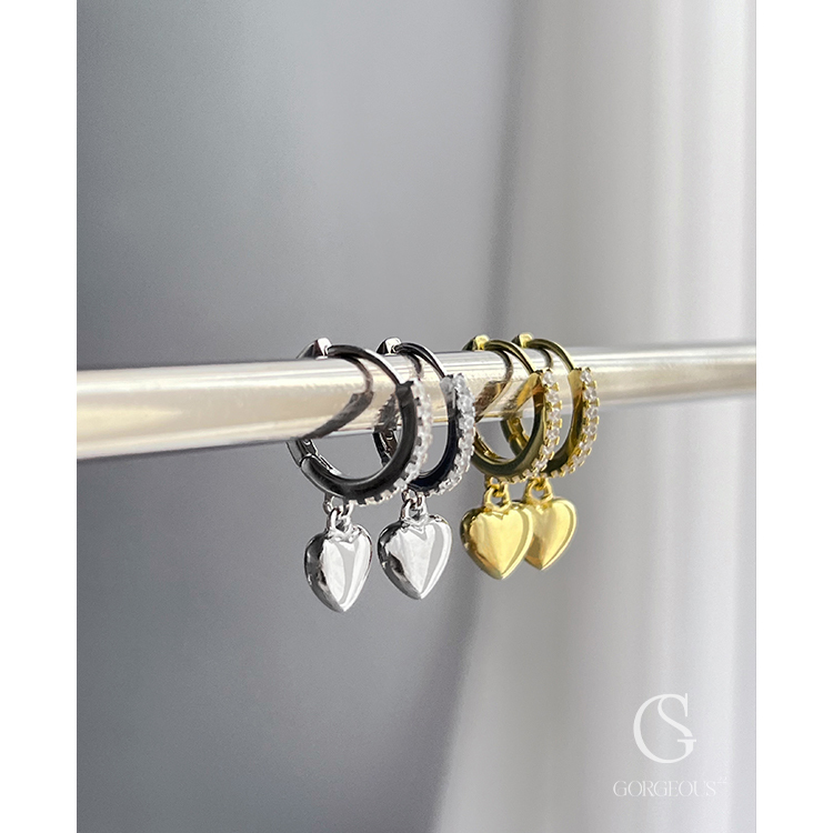 G8430 現貨「 垂墜心莫桑耳環(925銀)」