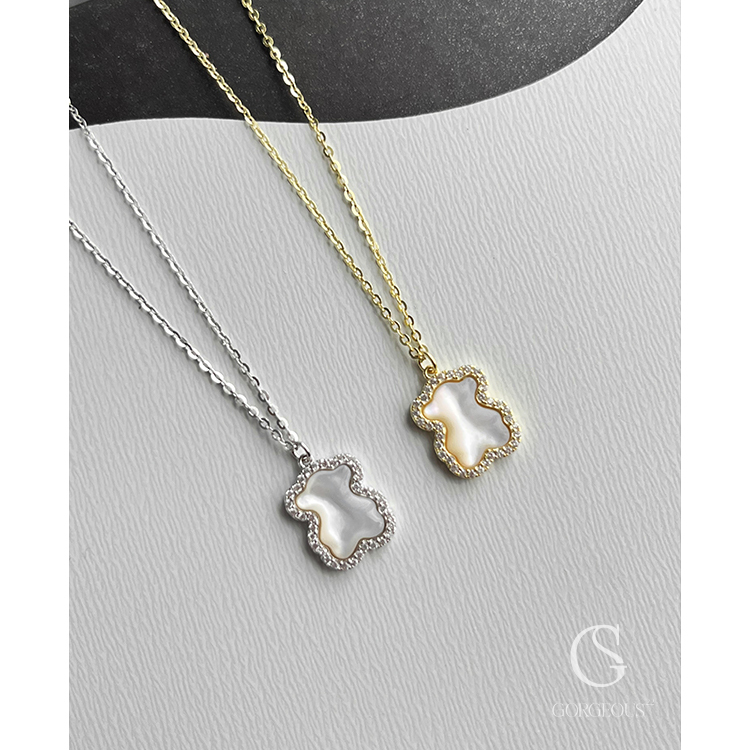 G8413 現貨「 熊熊邊鑽項鍊(925銀）」