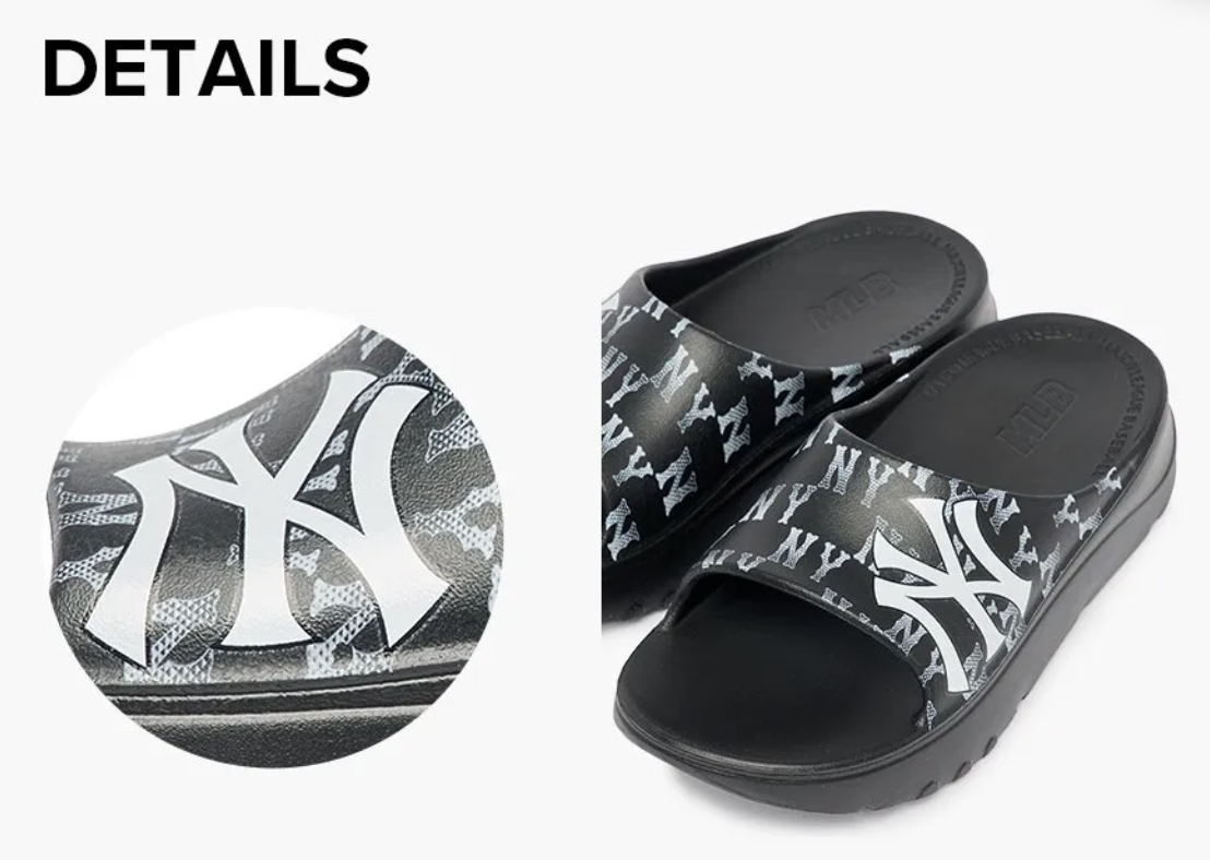 韓國連線 MLB 黑白NY LOGO拖鞋（K8 MLB498）