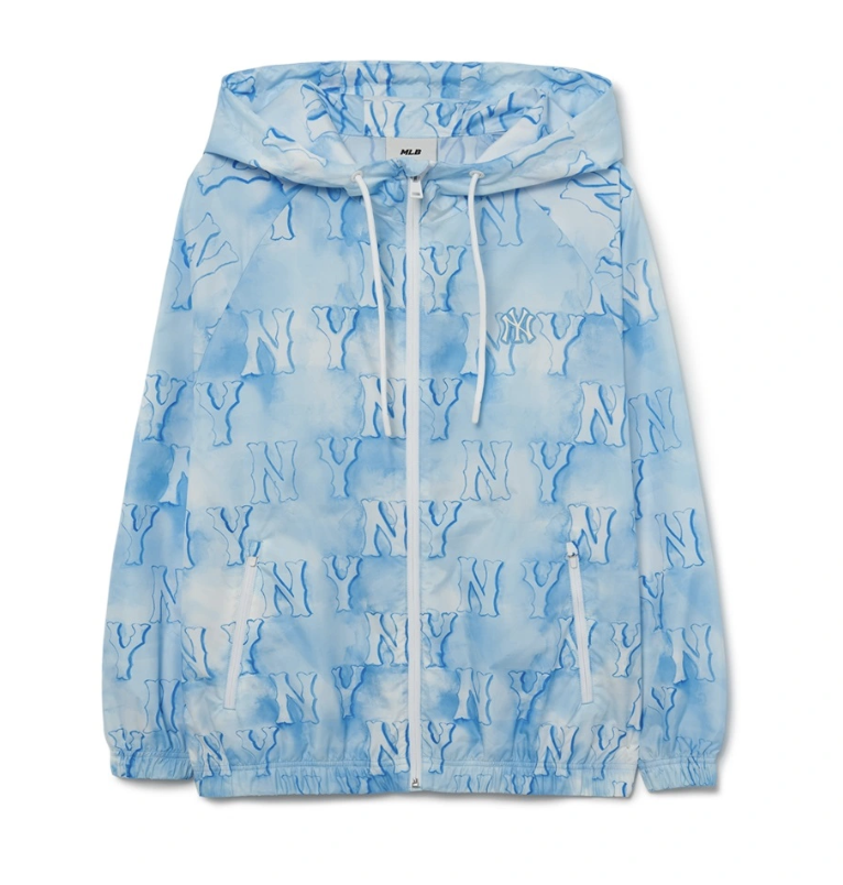 MLB水光藍NY LOGO薄拉鏈外套/清貨貨品,不設退換（K8 MLB500)