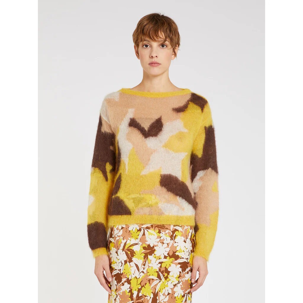 i Blues 色彩拼接毛海羊毛衣