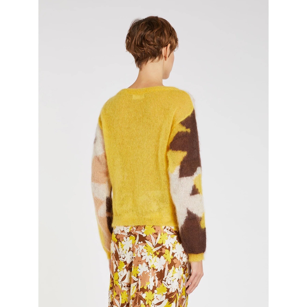 i Blues 色彩拼接毛海羊毛衣