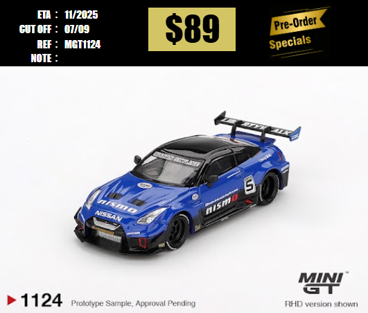 PO-$89 * MINI GT * 1:64 1124 LB-Silhouette WORKS GT NISSAN 35GT-RR Ver.2 Blue RHD [OD25/08]