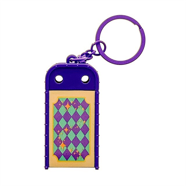 樂園 標誌圖案 紫拚色 迷你垃圾桶造型 鑰匙圈 吊飾 -香港迪士尼樂園