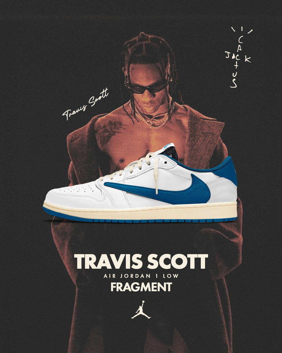 iSNEAKERS｜Travis Scott x Fragment x Air Jordan 1 Low "Sail Military Blue" 三方聯名 閃電倒鉤 2.0 DM7866-104
