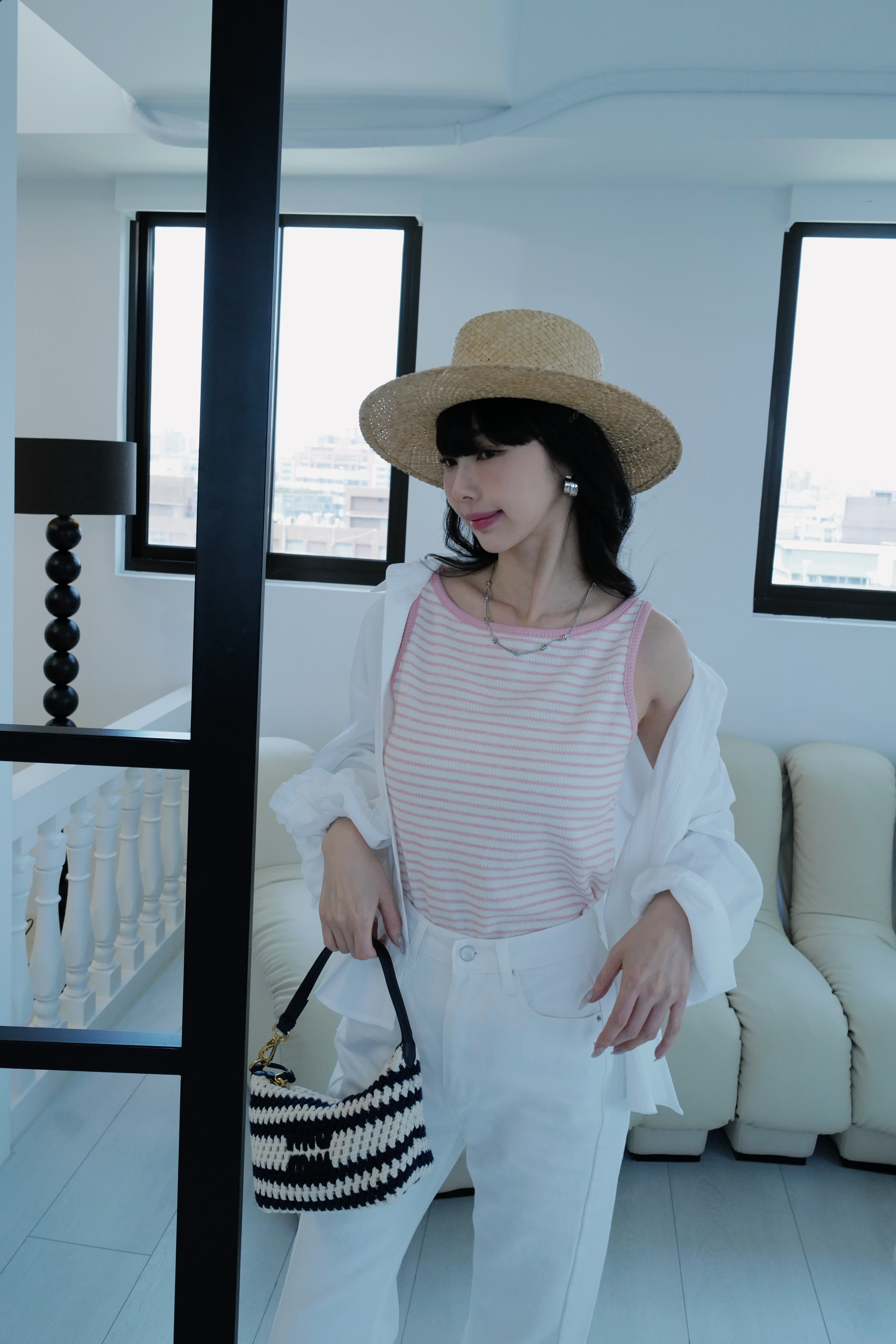 (現貨) 附髮帶前短後長慵懶襯衫 GJ35