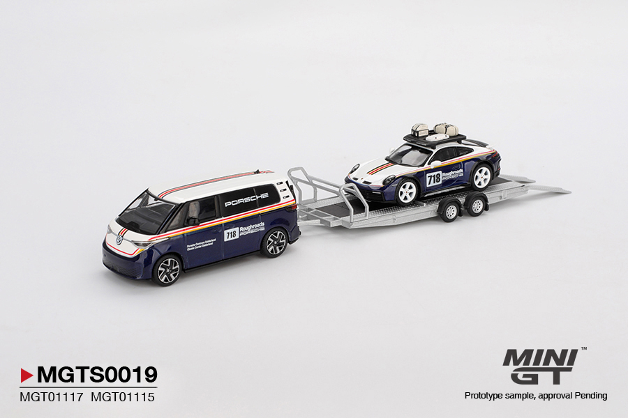 【預訂】Mini GT Porsche 911 Dakar #718 / Volkswagen ID. Buzz Porsche Centrum Gelderland Roughroads Set
