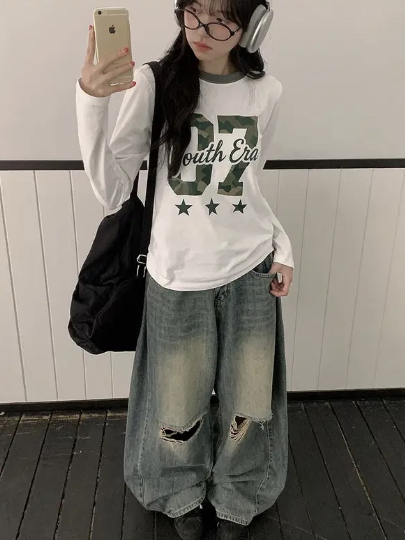 【網站預訂優惠】No.07 迷彩字母星星長袖Tee