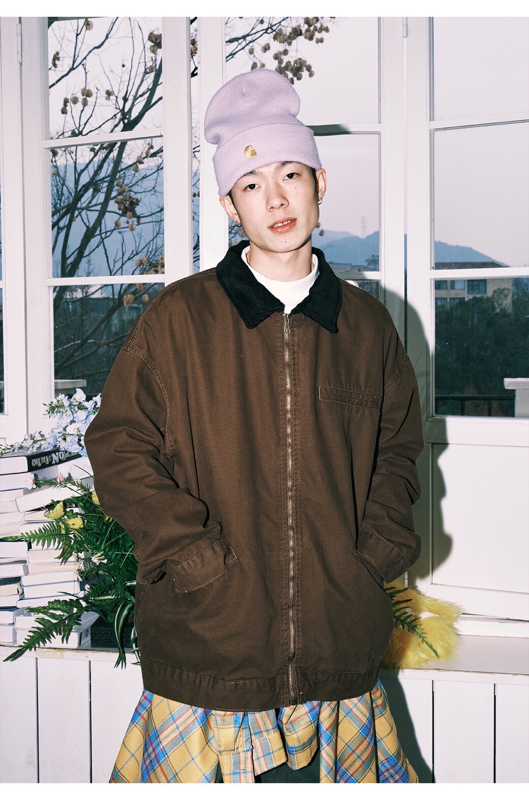 LEMANISM 復古水洗燈芯絨拼接 牛仔外套