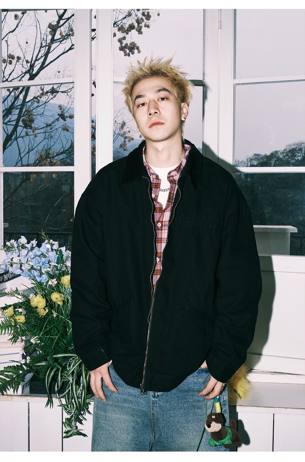 LEMANISM 復古水洗燈芯絨拼接 牛仔外套