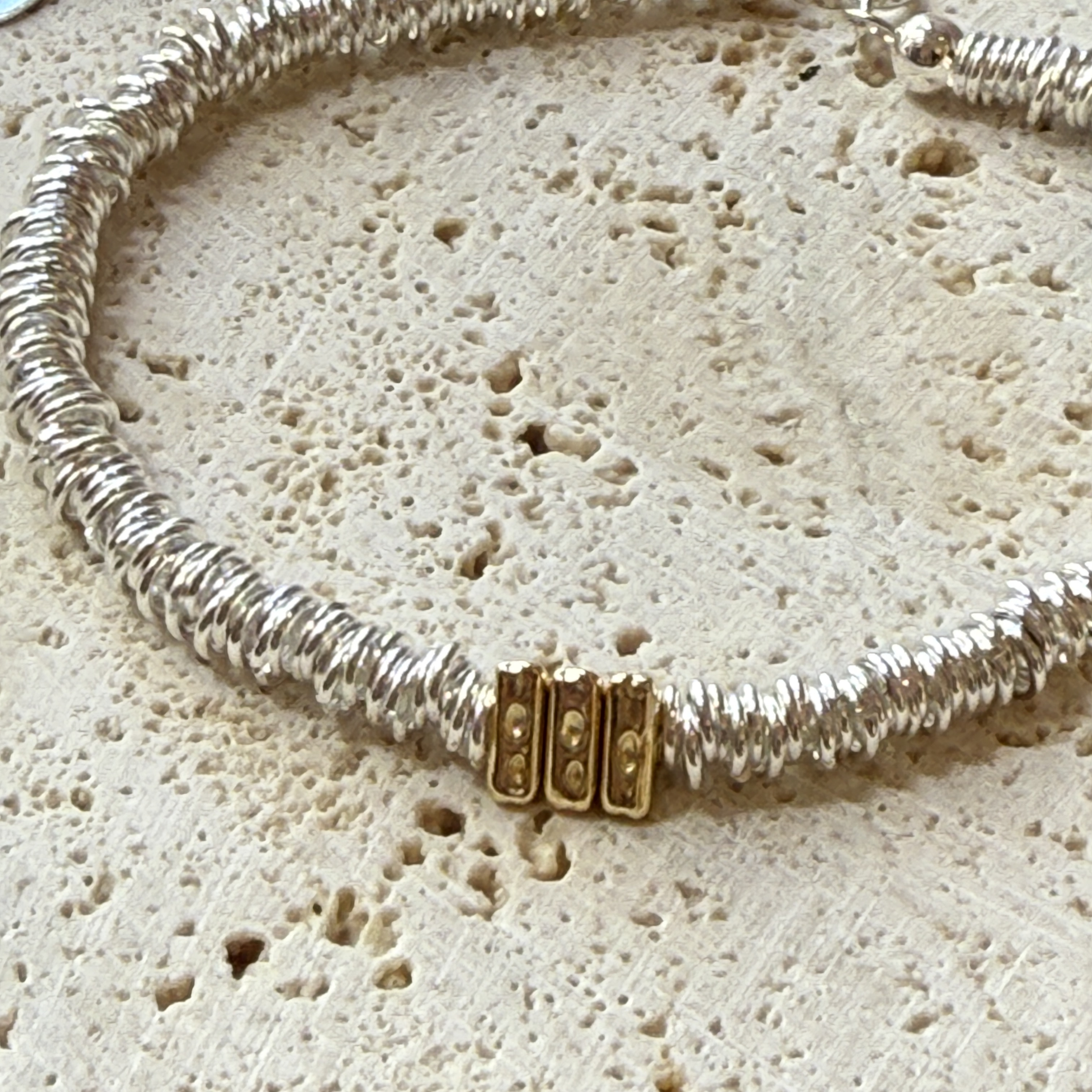 Small Shattered Hill Tribe Silver Beads Bracelet