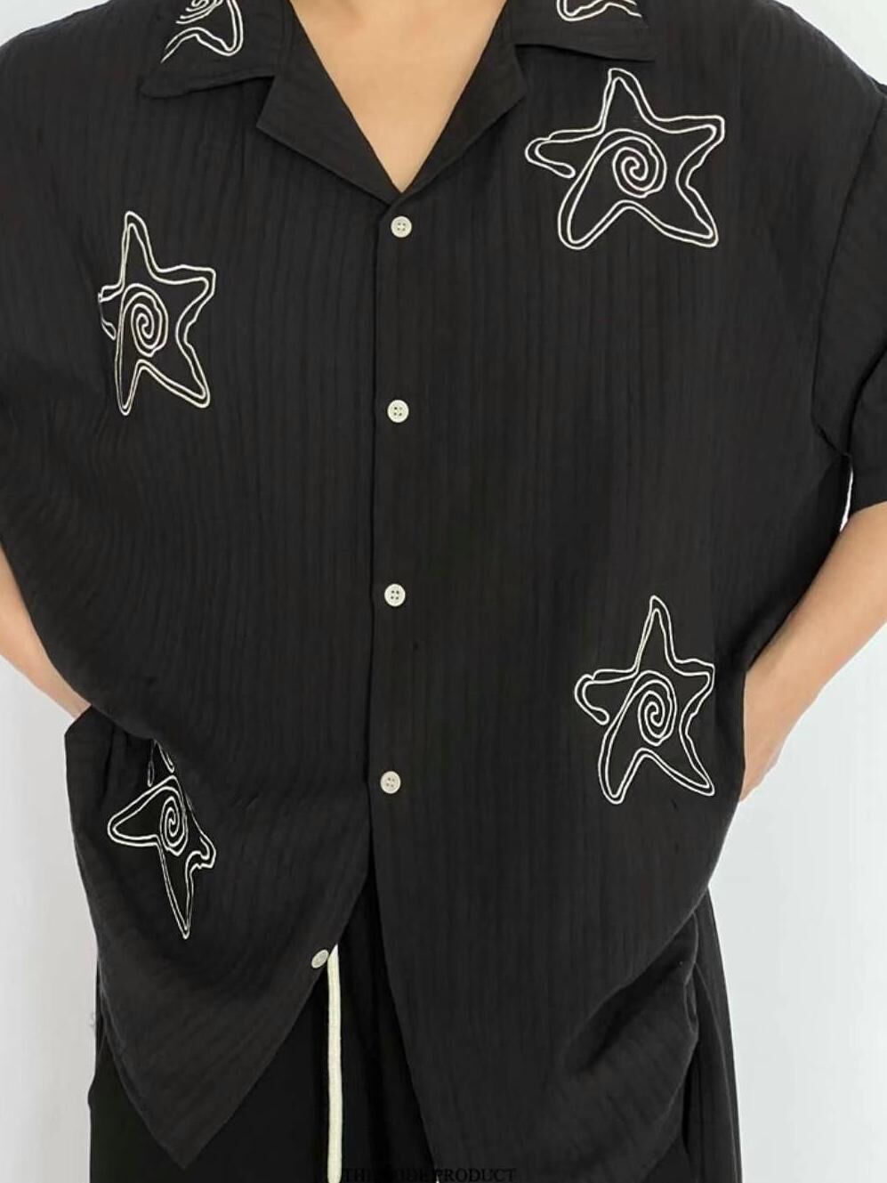 暗直紋圖案短袖恤衫 S2445