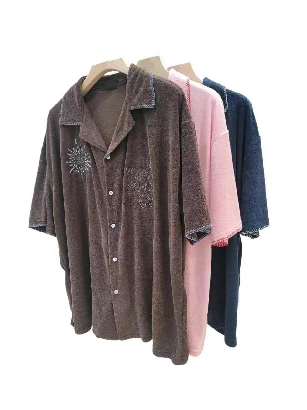 毛巾質地英文字圖案短袖恤衫 S2446