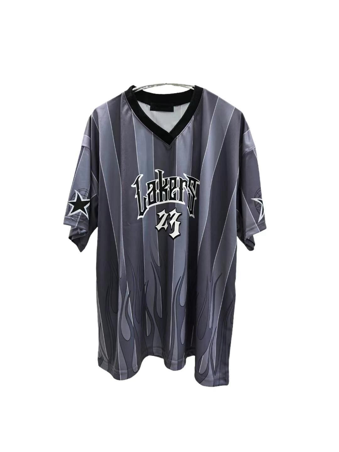 V領直間火火英文字短袖Tee T5804