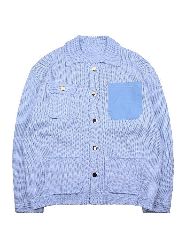 拼色反領開胸針織外套 K2632