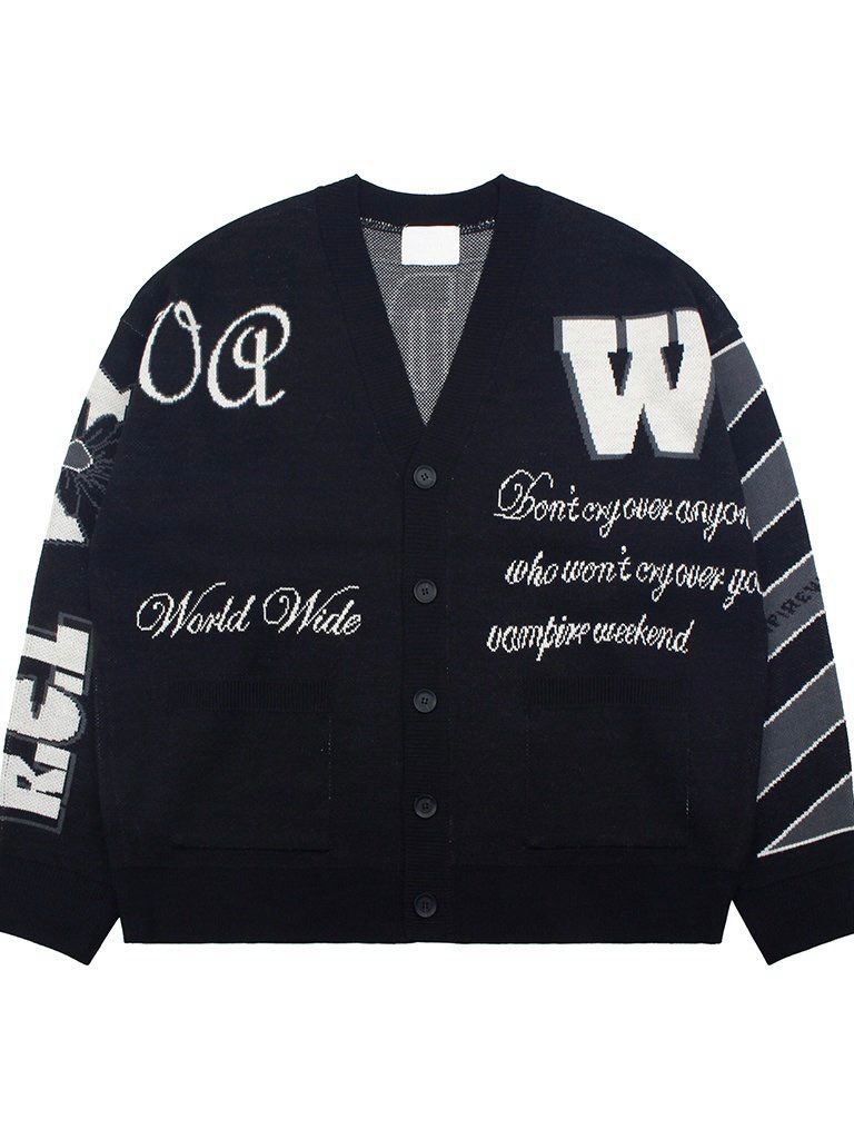 英文字開胸針織外套 JK2633