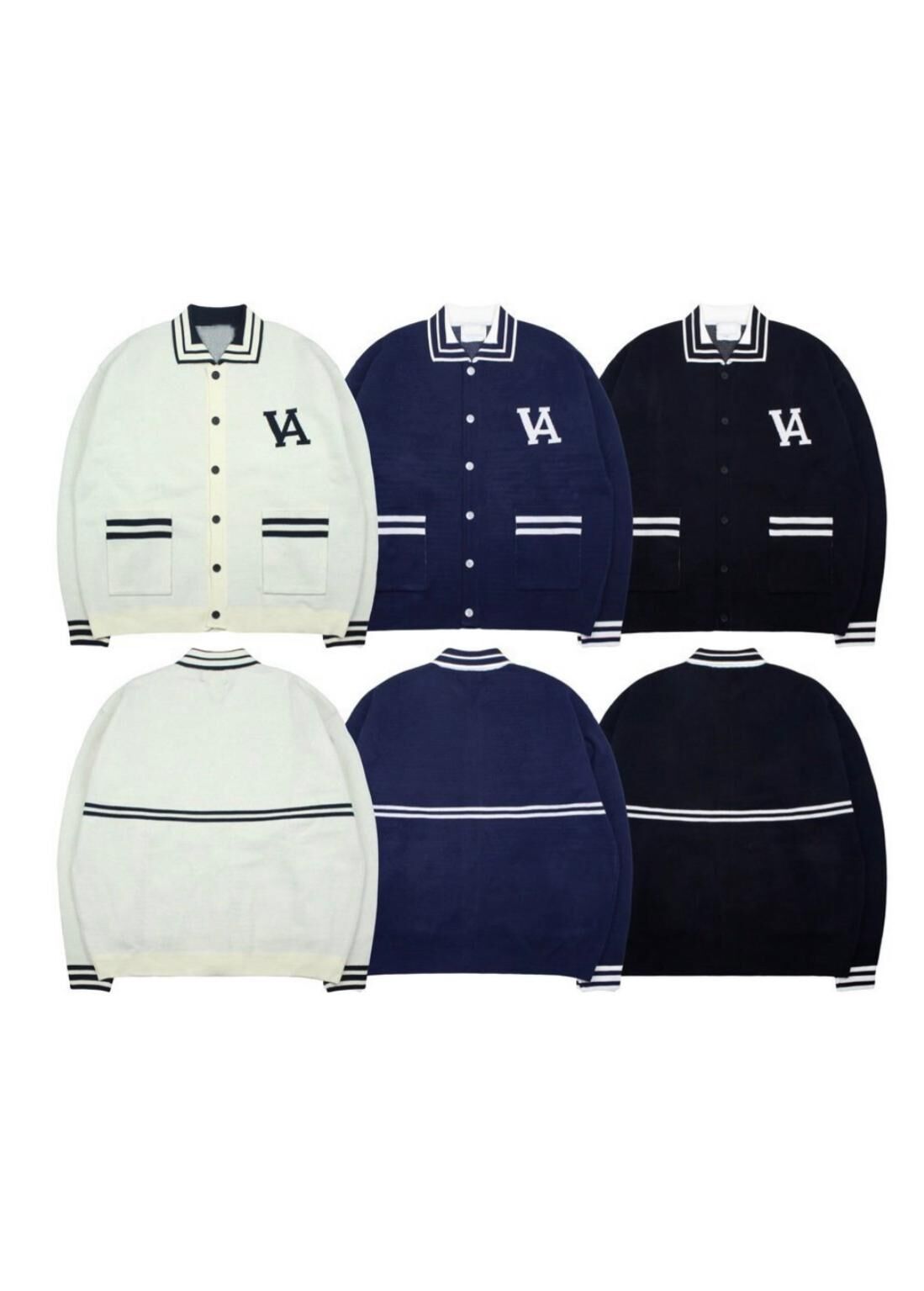 反領英文字開胸針織外套 JK2634