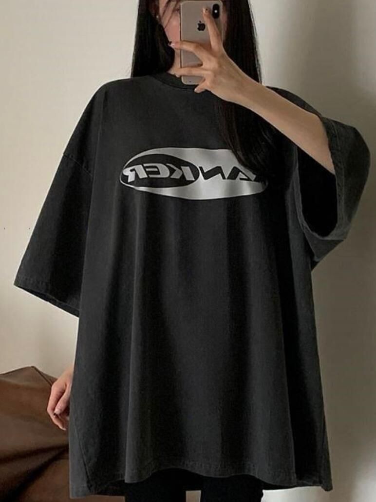 OverSize英文字圖案短袖Tee T5797