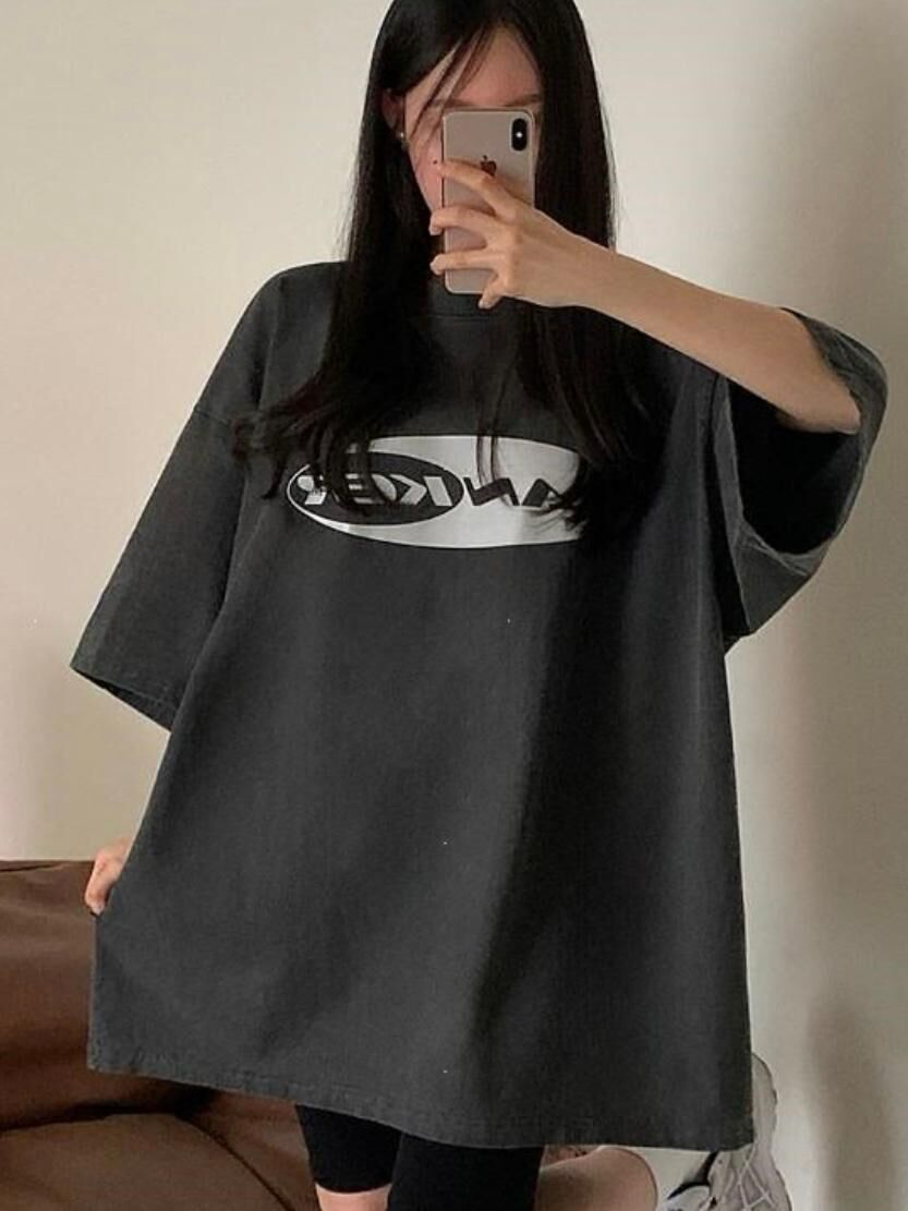 OverSize英文字圖案短袖Tee T5797