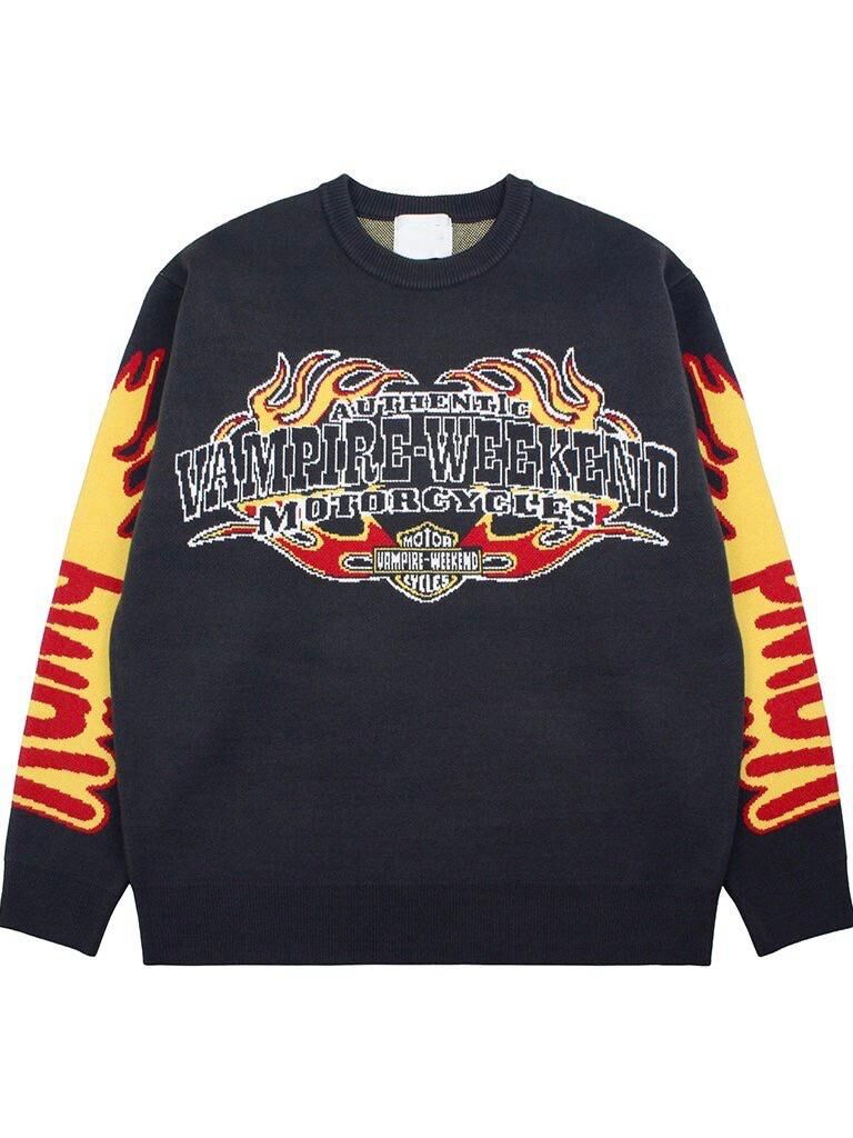 圓領英文字圖案針織衫 T5801