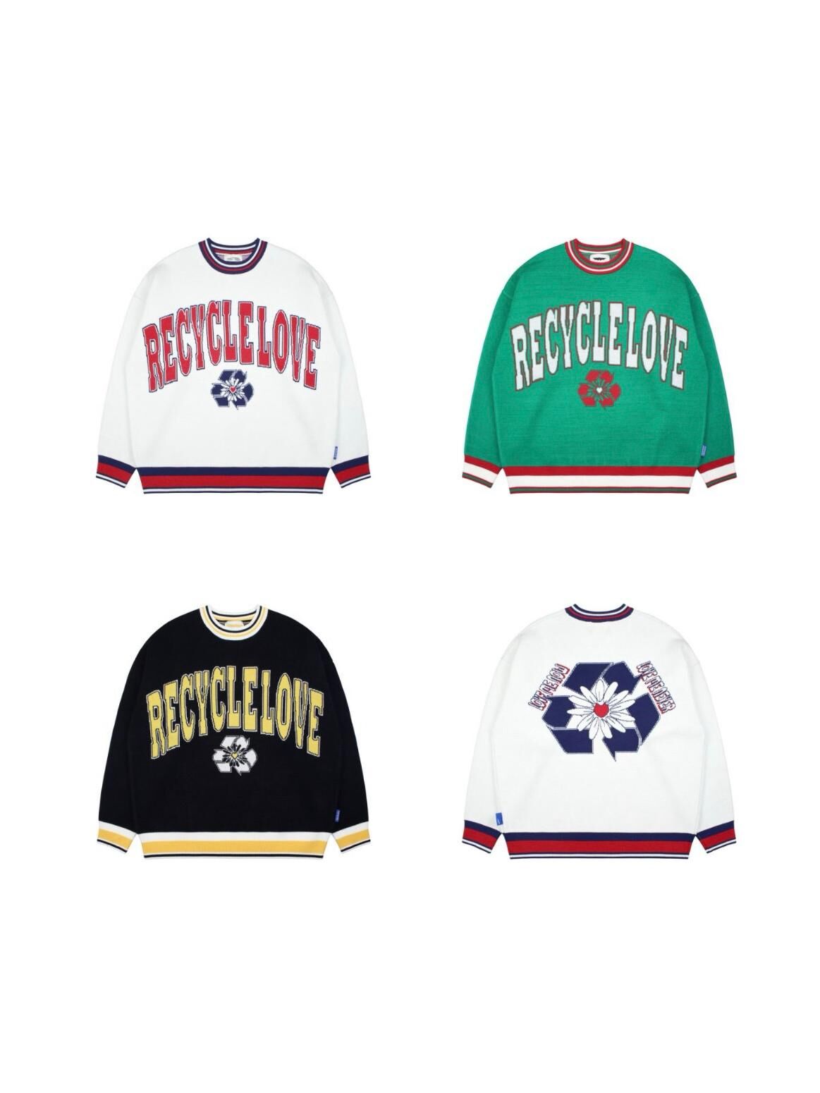 圓領拚色英文字針織衫 T5802