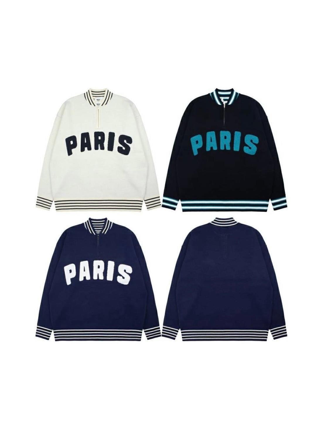 半拉鍊英文字針織衫 T5803