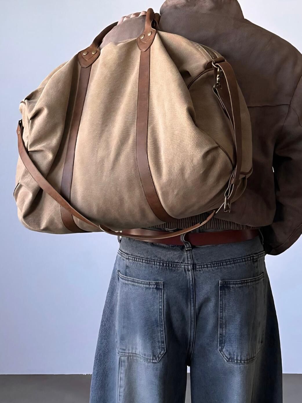 拼皮拉鍊單肩袋 OWN-108B