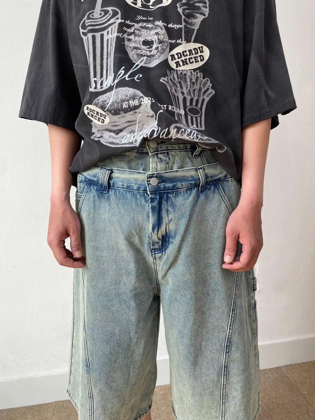 洗水雙褲頭牛仔短褲 And More-095P