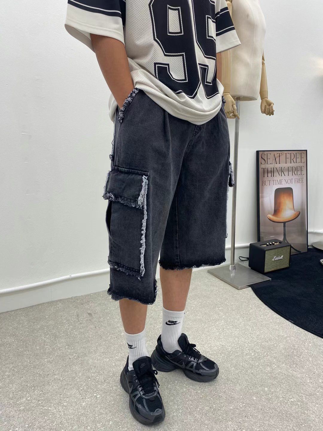 洗水牛仔工裝短褲 And More-096P