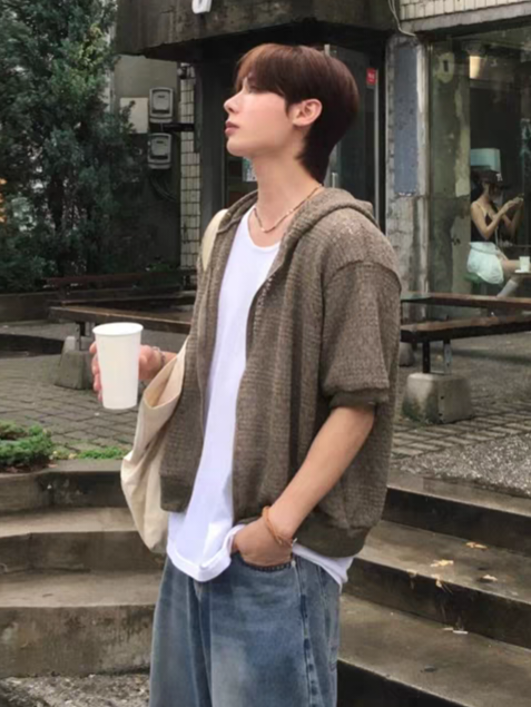 Diya 鉤針短袖連帽拉鍊衫