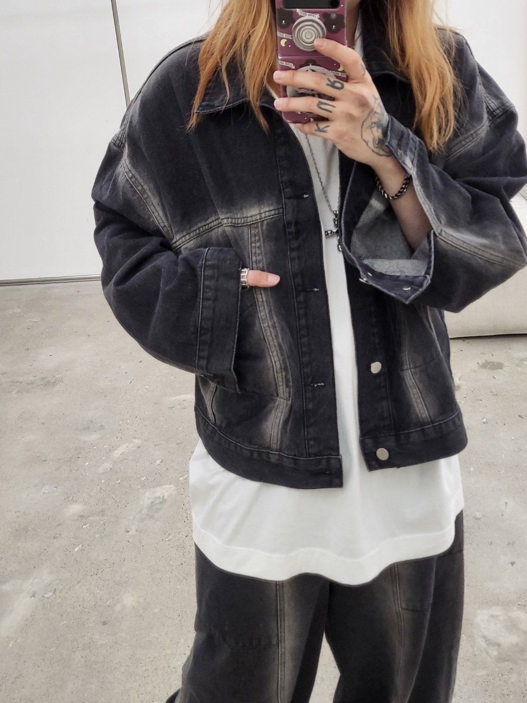 仿污洗水牛仔褸 GLAMOUR-095JK