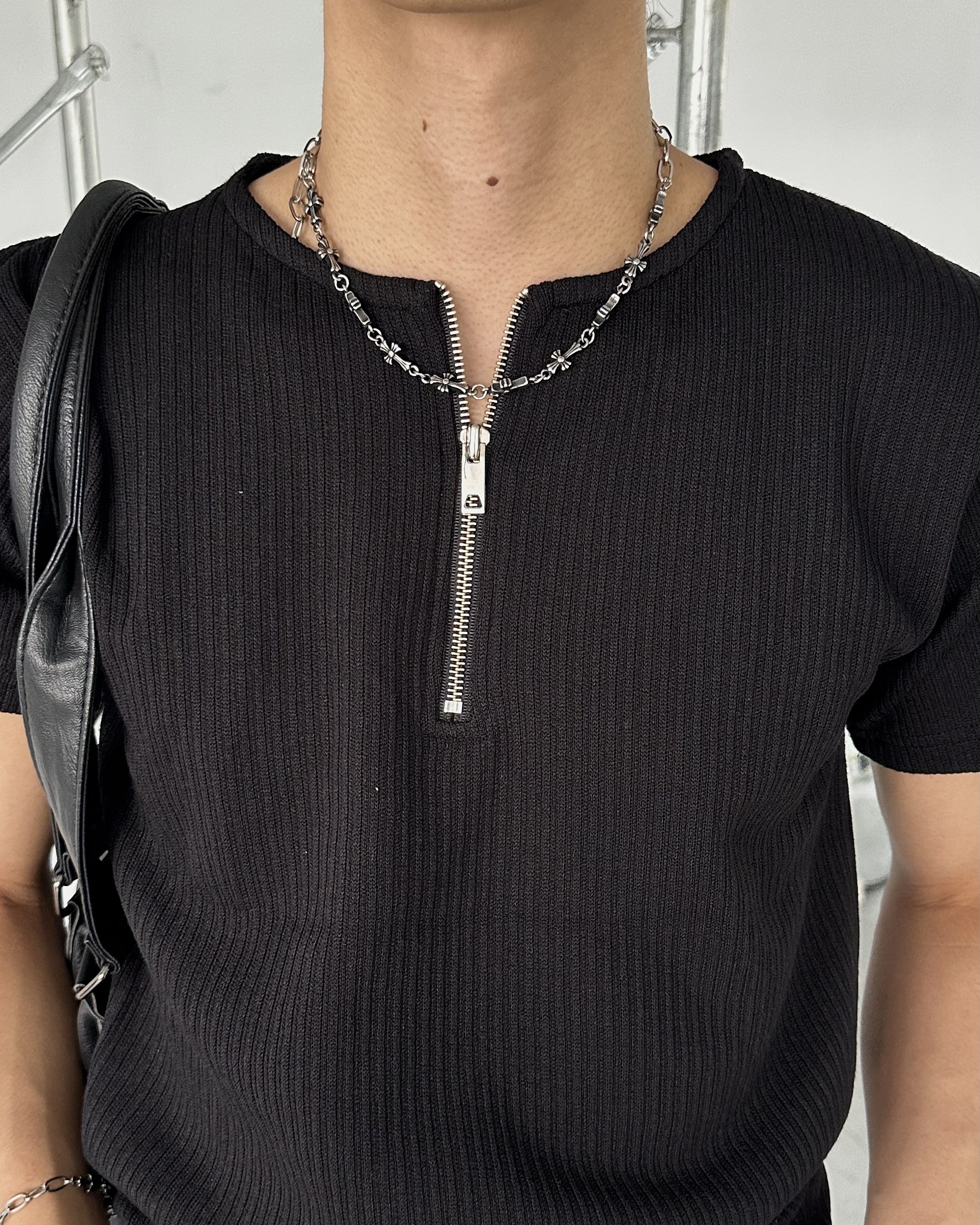 𝐇·𝐓·𝐒 韓國 似克羅心 十字架 扣環 串鏈 簡約 短鏈 穿搭 配件 項鍊