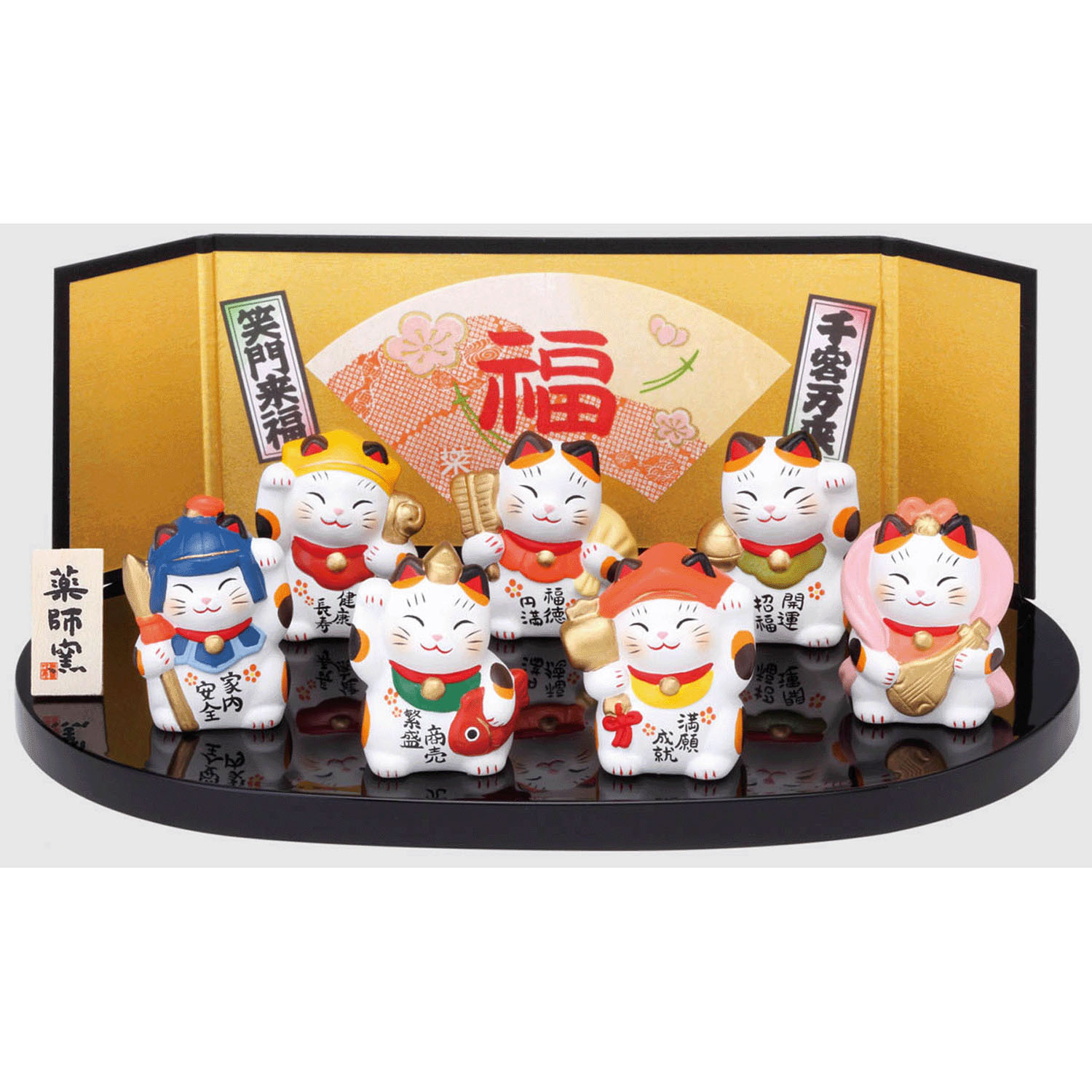 ✰✰✰七福神様✰✰✰　金運　幸運　高品質 日本【藥師窯】錦彩七福神招財貓套組