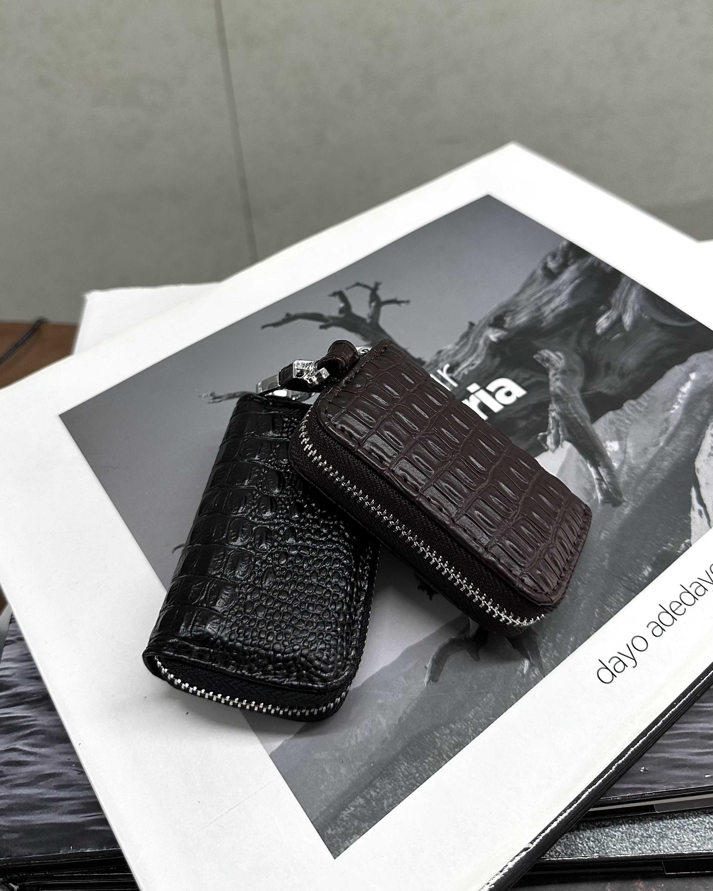 𝐇·𝐓·𝐒 韓國 鱷魚壓紋 復古 皮革 零錢包 鑰匙圈 穿搭 配件 褲鏈 吊飾