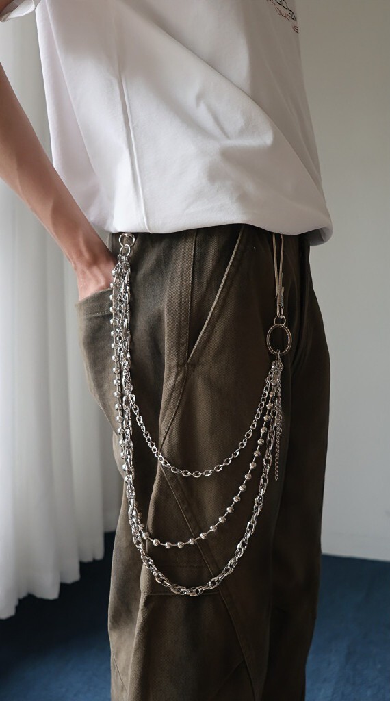 （現貨）嘻哈 金屬 多層鍊條設計 垂墜鍊 褲鍊 銀 R-64