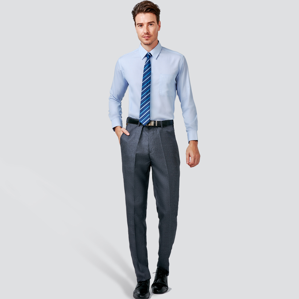 經典紋理平面西裝褲-深灰