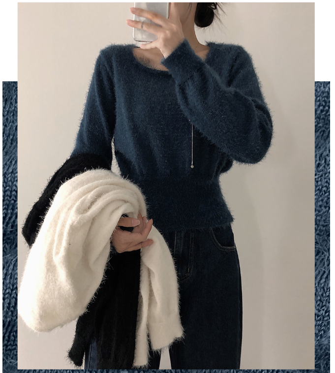 早秋預訂｜方領修腰FLUFFY針織衫