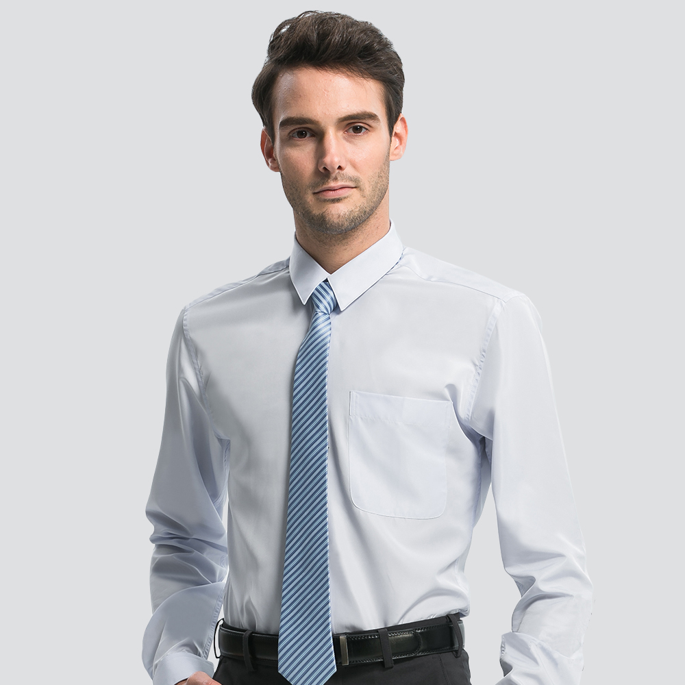 修身長袖襯衫-藍