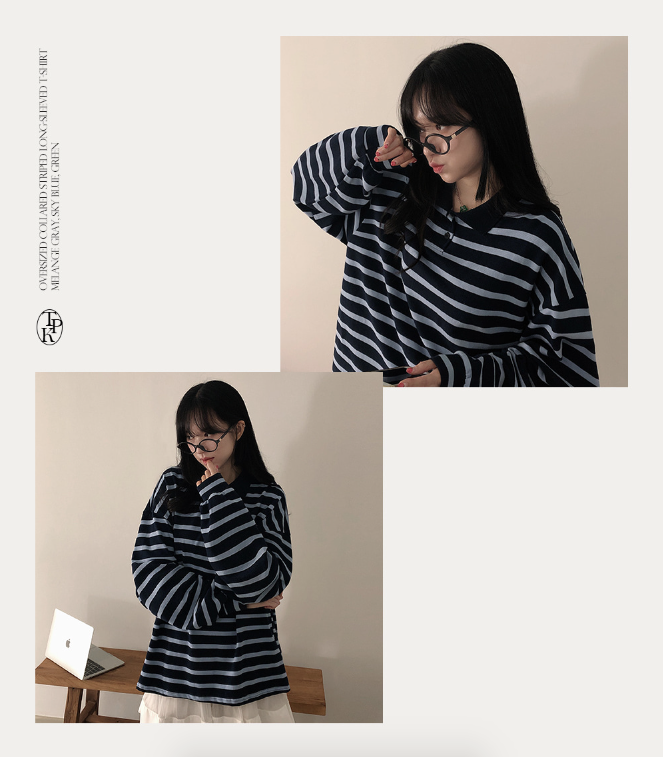 早秋預訂｜Overfit 條紋長袖T 恤